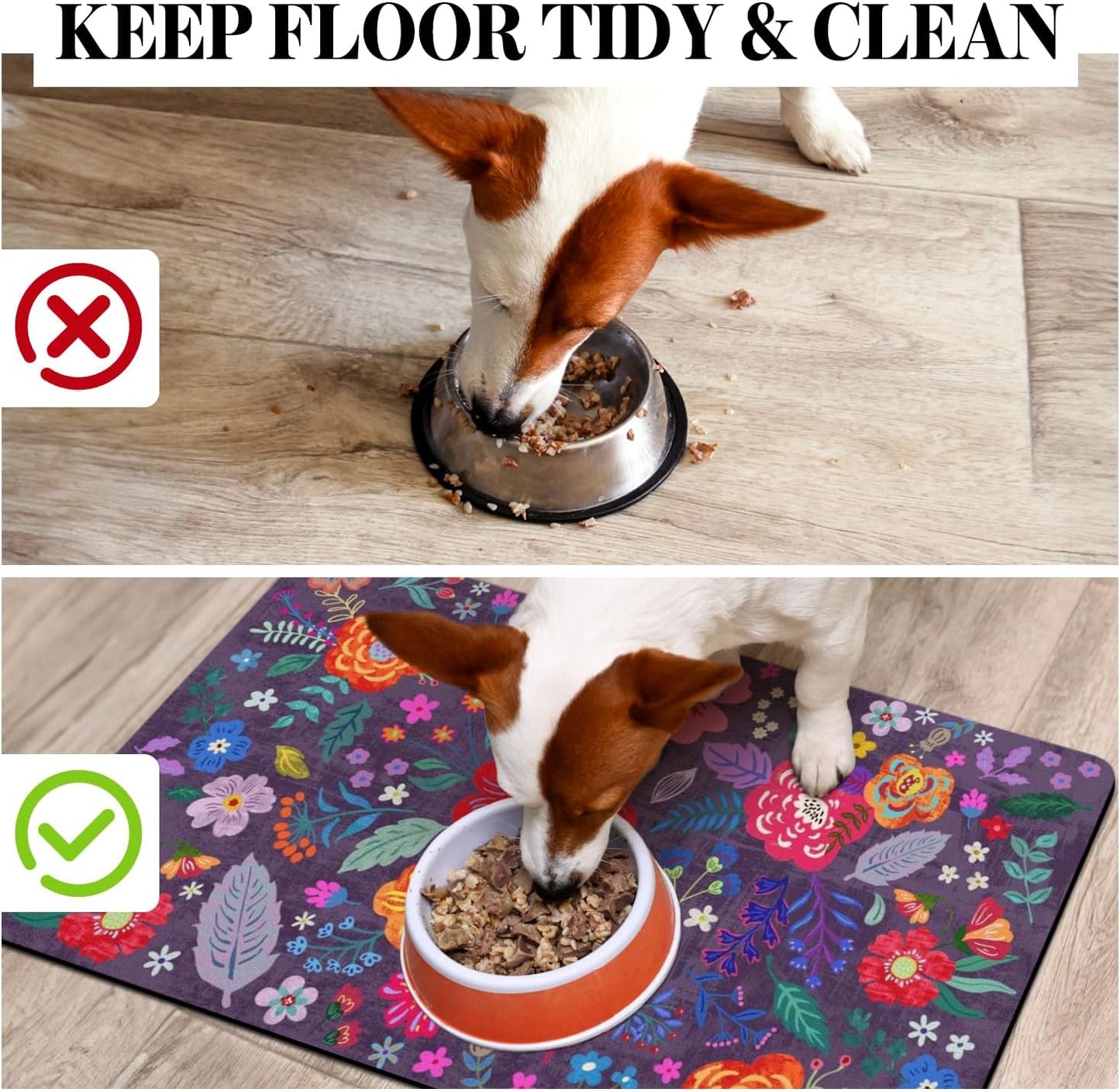 Dog Food Mats for Floors, Absorbent Dog Bowl Mat for Food and Water Dispenser, Quick Dry Cat Food Mat Pet Supplies