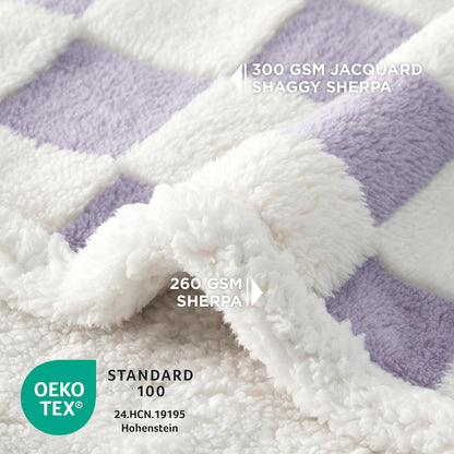LE SURE Waterproof Dog Blanket for Large Dogs - Washable Double Sided Dog Blankets with Warm Jacquard Shag and Soft Sherpa Fleece, Pet Cat Blanket for Couch Protection, 3D Textured Cloud, Green