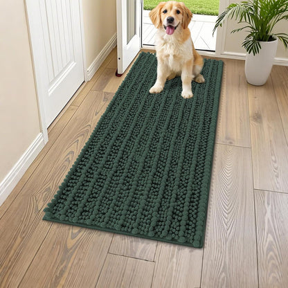 Smiry Dog Door Mat for Muddy Paws 30x20, Extra Soft Absorbent Chenille Doormat, Trap Moisture and Dirt, Non-Slip Machine Washable Front Door Mat for Indoor Entrance Inside Floor, Grey