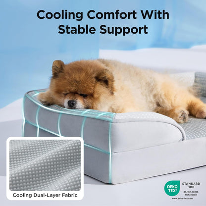 Bedsure Orthopedic Dog Bed Medium Size Dogs - Washable Small Medium Dog Cat Bed Waterproof, Comfort Cats Couch Sofa with Washable Removable Cover, Pets Bed with Nonskid Bottom, Grey, 28"