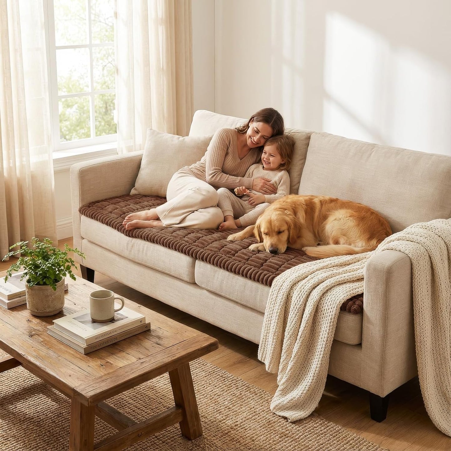 Smiry Couch Cover for Dogs, Non Slip Washable Sofa Protector for Pets, Soft Furniture Cover for Leather & Fabric Couches, Cozy Protect Against Fur, Dirt & Everyday Messes (Dark Grey, 27.6" x 59")