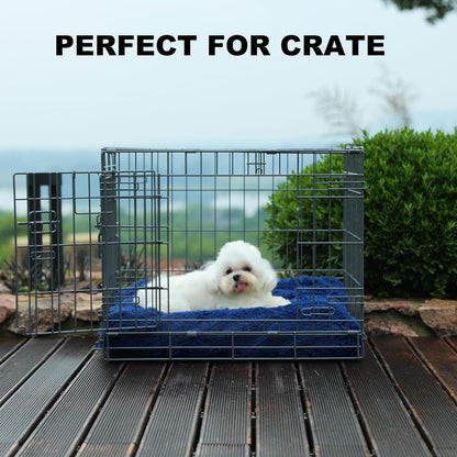 Bedfolks Waterproof Dog Crate Bed, Plush With Removable Washable Cover, Faux Fur Crate Pad for Medium Dogs, Fluffy Kennel 29"x21", Dark Grey