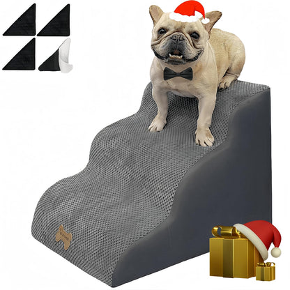 Necrely 4-Step Dog Stairs for High Beds 18-24 Inch Pet Steps 2 3 4 5 Tier Ladder Non-Slip Sturdy Ramp Small Medium Large Dog Steps to Couch Bed Old Dogs Balanced Pet Stairs for Getting on Bed