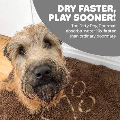 Dog Gone Smart Dirty Dog Doormat - Fast Drying Rug with Super Gripper Backing for Clean Floors - Super Absorbent and Machine Washable Mat for Muddy Paws - Grey