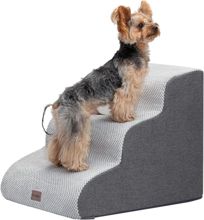 Garnpet Dog Stairs for High Beds, 4-Step Dog Steps for Small Dogs and Cats, Foldable Pet Stairs for High Bed Climbing, Non-Slip Balanced Pet Step Indoor, Dark Grey