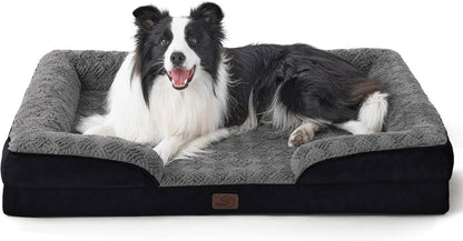 Bedsure Orthopedic Dog Bed Medium Size Dogs - Washable Small Medium Dog Cat Bed Waterproof, Comfort Cats Couch Sofa with Washable Removable Cover, Pets Bed with Nonskid Bottom, Grey, 28"
