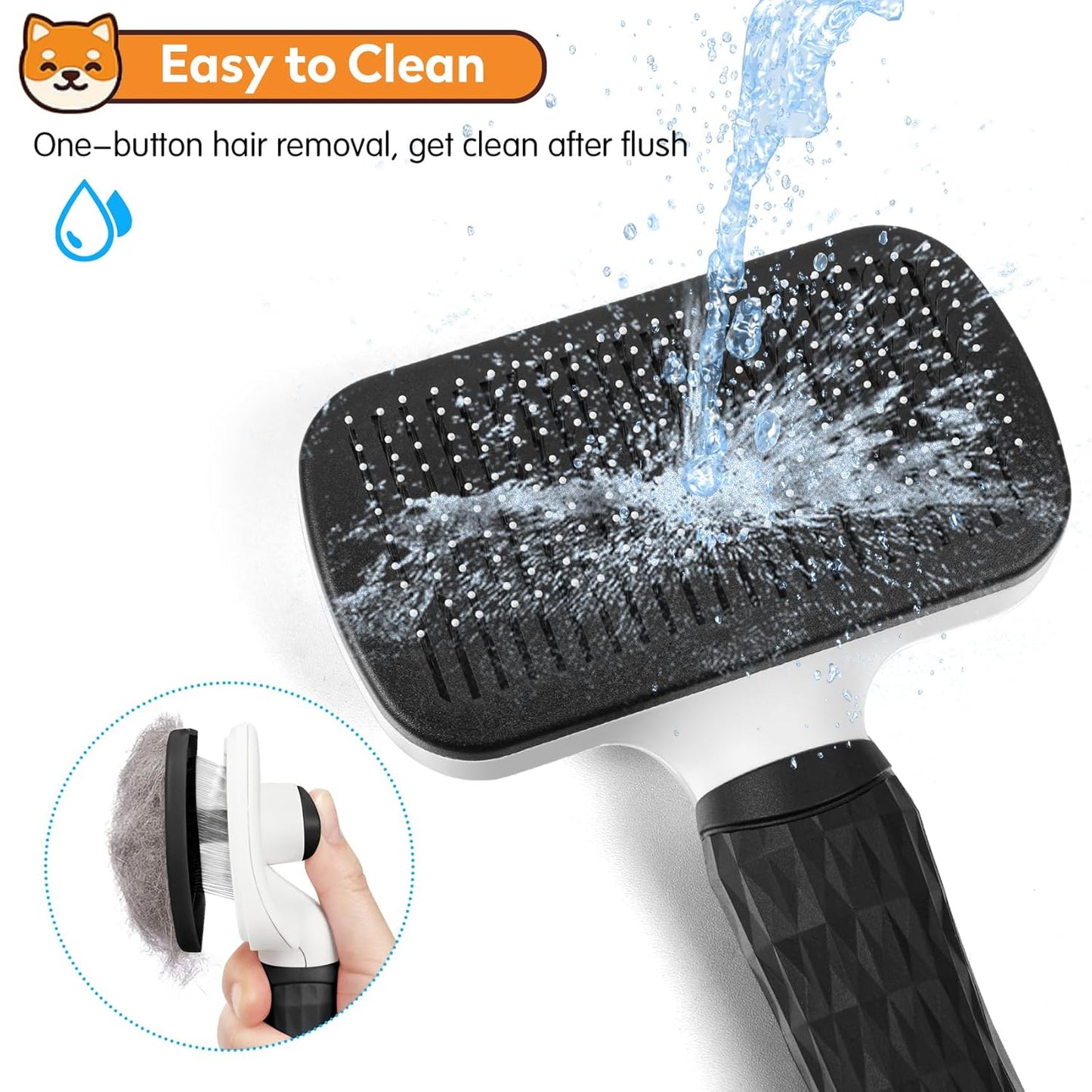 Dog & Cat Brush, Self Cleaning Slicker Brush for Pets, Upgraded Dog Brush for Shedding Massaging and Grooming, Removes Loose Undercoat & Portable Comb for Long Short Haired Dogs(Blue)