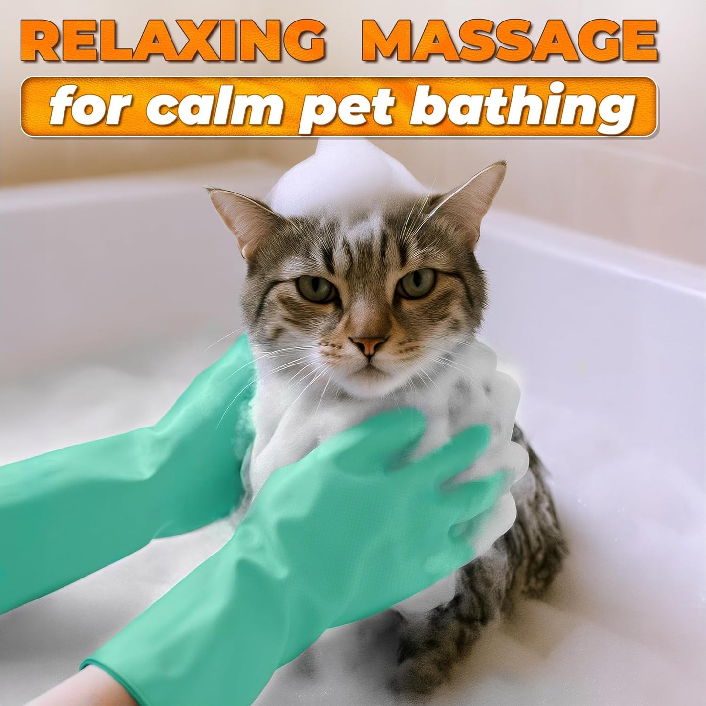 Cat and Dog Shampoo Gloves with 3000 Soft Bristles – 2-in-1 Dog Bath Gloves 11.6", Durable Silicone, Saves Shampoo | Massage, Grooming & Clean Wet or Dry – Made for Every Breed and Coat Style (Blue)