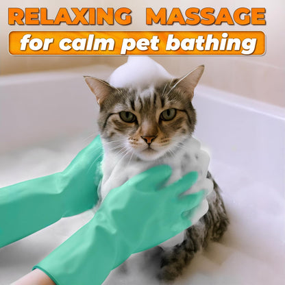 Cat and Dog Shampoo Gloves with 3000 Soft Bristles – 2-in-1 Dog Bath Gloves 11.6", Durable Silicone, Saves Shampoo | Massage, Grooming & Clean Wet or Dry – Made for Every Breed and Coat Style (Blue)