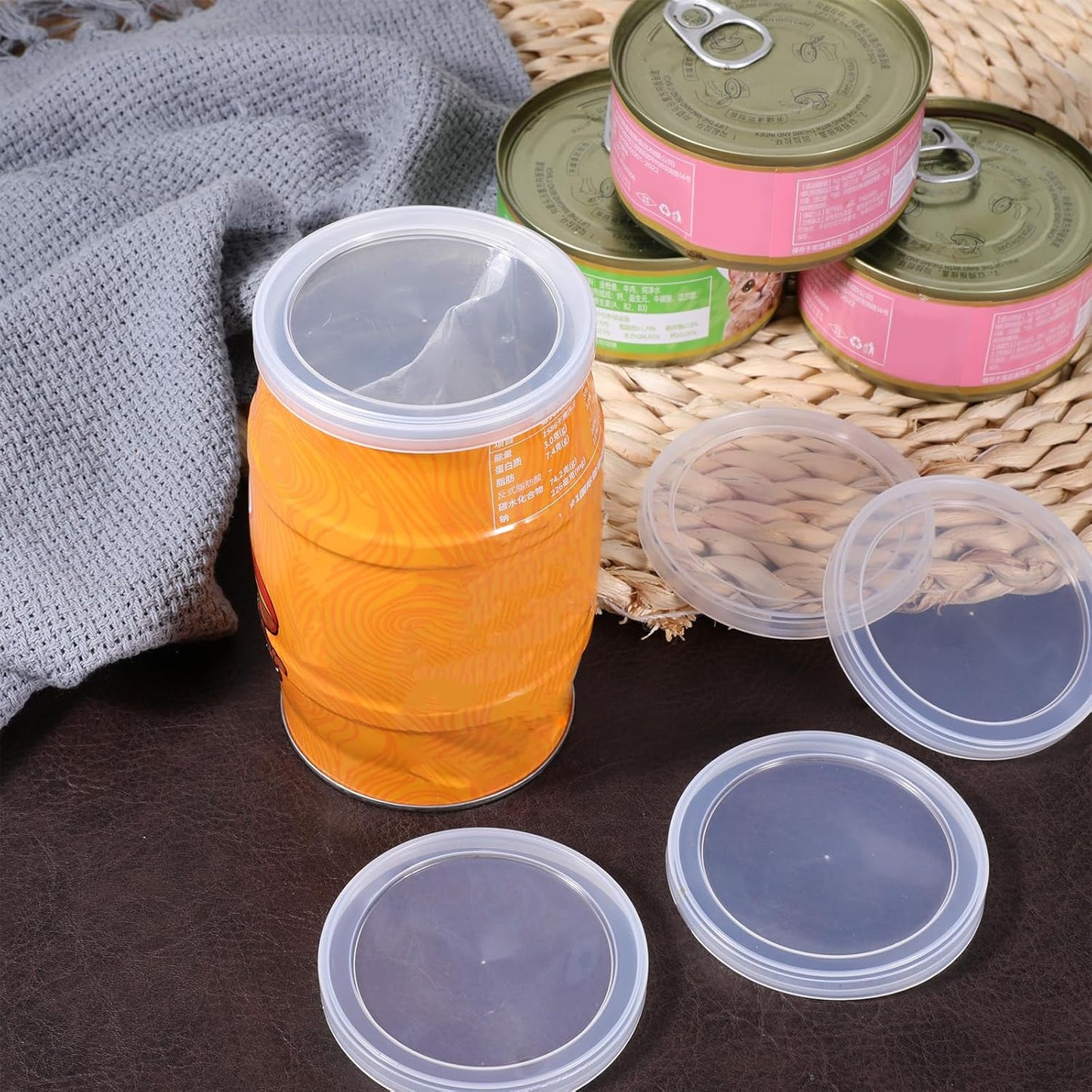8 PCS Dog Food Can Covers Lids, 75 mm Reusable Pet Food Can Covers, Plastic Transparent Tight Seal Lids for Dog Cat Foods Saver for Canned Goods