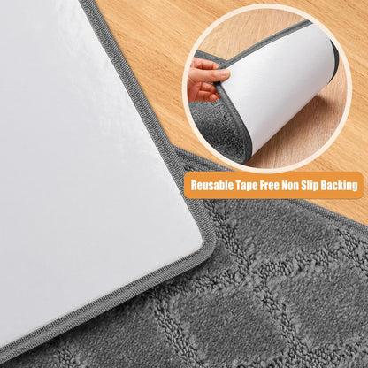 PURE ERA Bullnose Carpet Stair Treads Set Tape Free Non-Slip Indoor Stair Protectors Pet Friendly Rugs Covers Soft Skid Resistant Washable Reusable 9.5" x 30"(14 Pieces,Cream Gray)