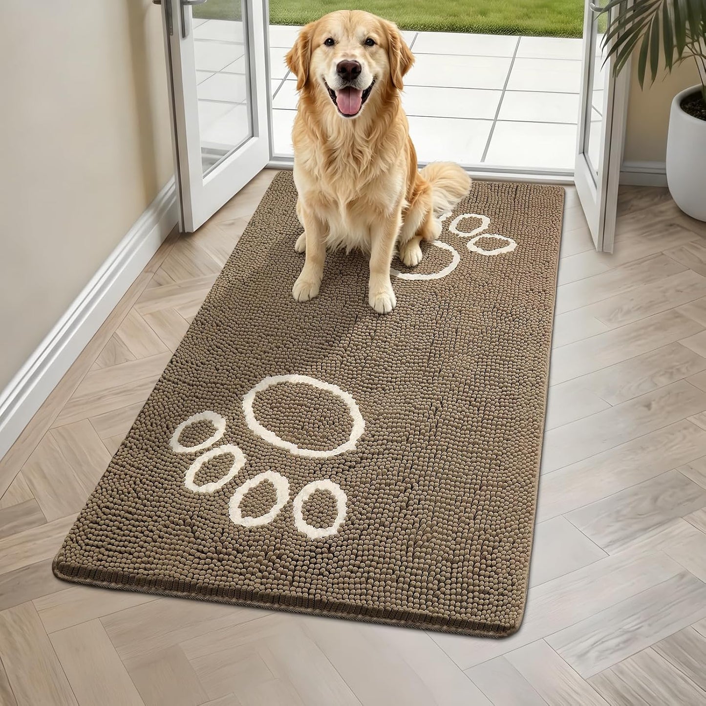 Bcoimo Super Absorbent Dog Door Mat, 30"*20" Anti Slip Mat for Muddy Paws, Pet Rugs for Dirty Paws Washable that Absorbs Moisture and Dirt, for Dog Cage and Pet Resting Carpet