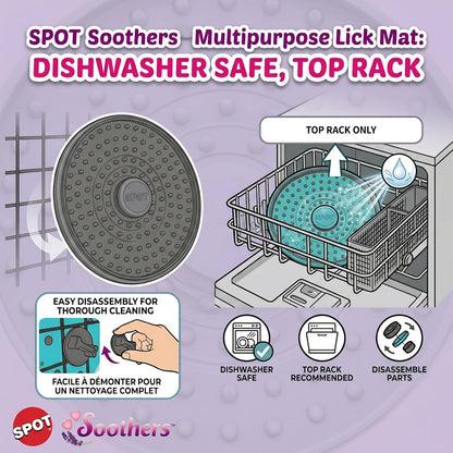 SPOT Soothers Multipurpose Dog Lick Mat - 6in Slow Feeder & Crate Enrichment Toy for Small & Medium Dogs and Puppies, Food-Grade Rubber, Dishwasher Safe, Anxiety & Boredom Relief