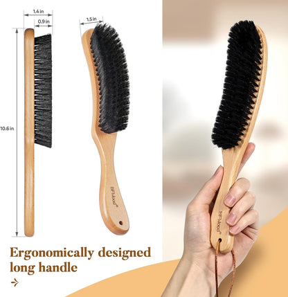 BFWood Clothes Brush, Boar Bristle Lint Brush for Suits, Cashmere, Wool, Velvet, Suede and Pet Hair, Large Black Walnut Wood Handle
