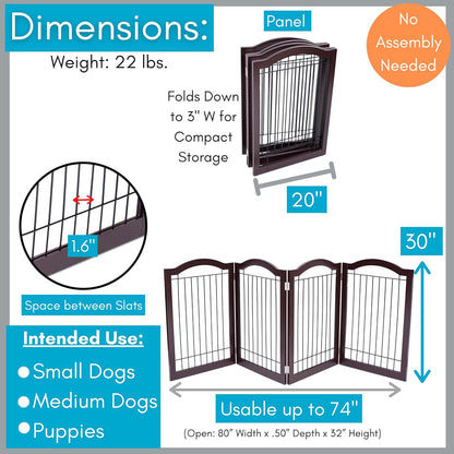 Internet's Best Wire Dog Gate with Arched Top - 4 Panel - 30" Tall - White