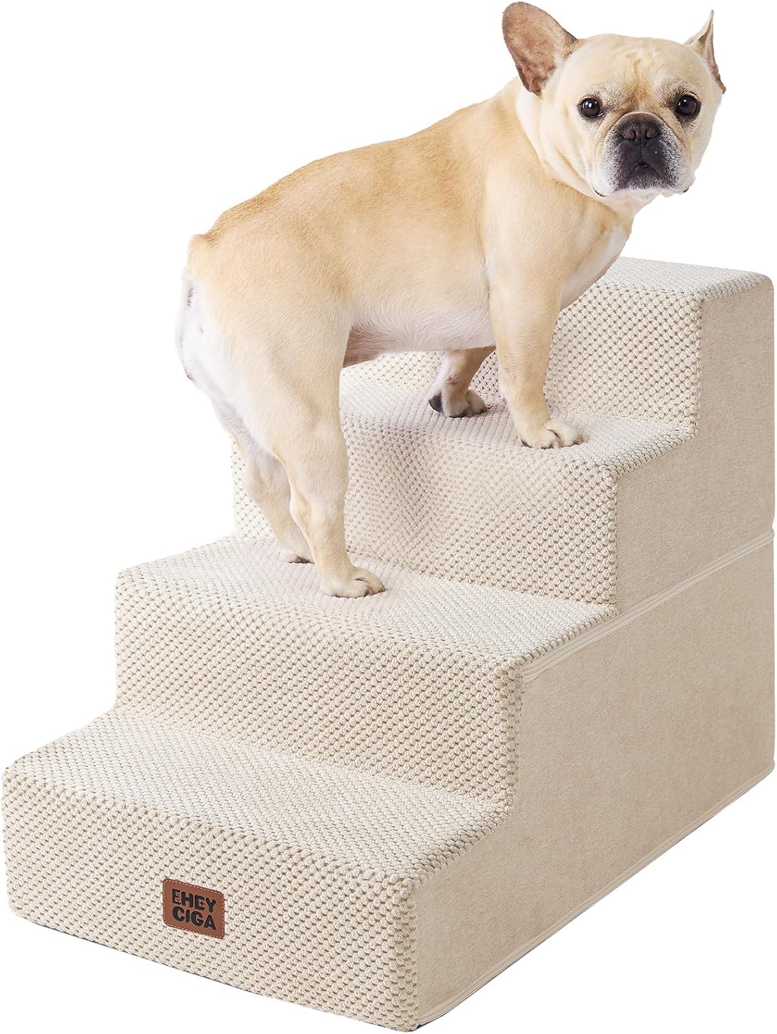 EHEYCIGA Dog Stairs for High Bed 22.5" H, 5-Step Dog Steps for Bed, Pet Steps for Small Dogs and Cats, Non-Slip Balanced Pet Ramp Indoor, Grey