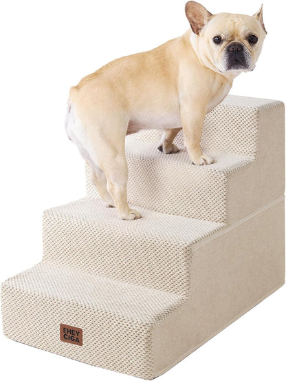 EHEYCIGA Dog Stairs for High Bed 22.5" H, 5-Step Dog Steps for Bed, Pet Steps for Small Dogs and Cats, Non-Slip Balanced Pet Ramp Indoor, Grey