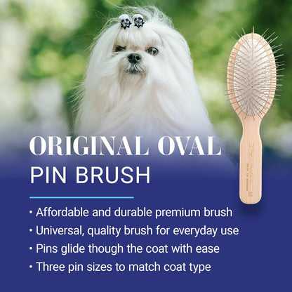 Chris Christensen Dog Brush, 27 mm Oval Pin Brush, Original Series, Groom Like a Professional, Stainless Steel Pins, Lightweight Beech Wood Body, Ground and Polished Tips