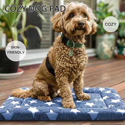 Dog Bed Mat, Reversible Crate Pad & Cute Dog Bed - Machine Washable Kennel Mat with Ultra Soft for Small Dogs (Cool/Warm), 24" x 18", Grey&Star