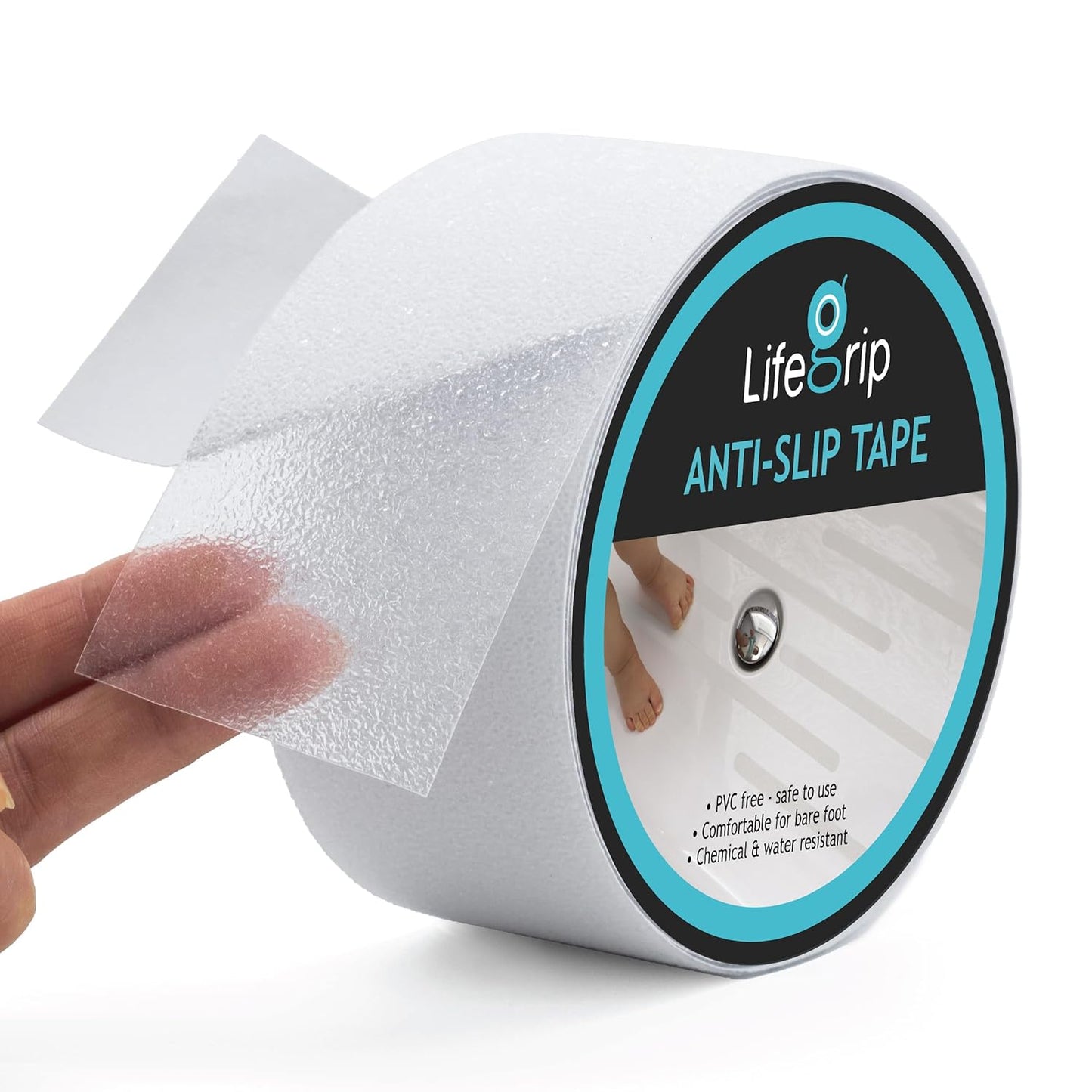 LifeGrip Anti Slip Transparent Anti Slip Tape, 4 inch by 30 feet, Non-Slip Traction Grip Tape to Tubs, Boats, Stairs, Clear, Soft, Comfortable for Bare feet (4" X 30')