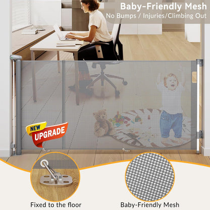 Uamector 138-Inch Extra Wide Retractable Baby Gate & Dog Gate, Reinforced Mesh Safety Gate Adjustable for Large Openings - Stairs, Doorways, Hallways - Indoor/Outdoor Use