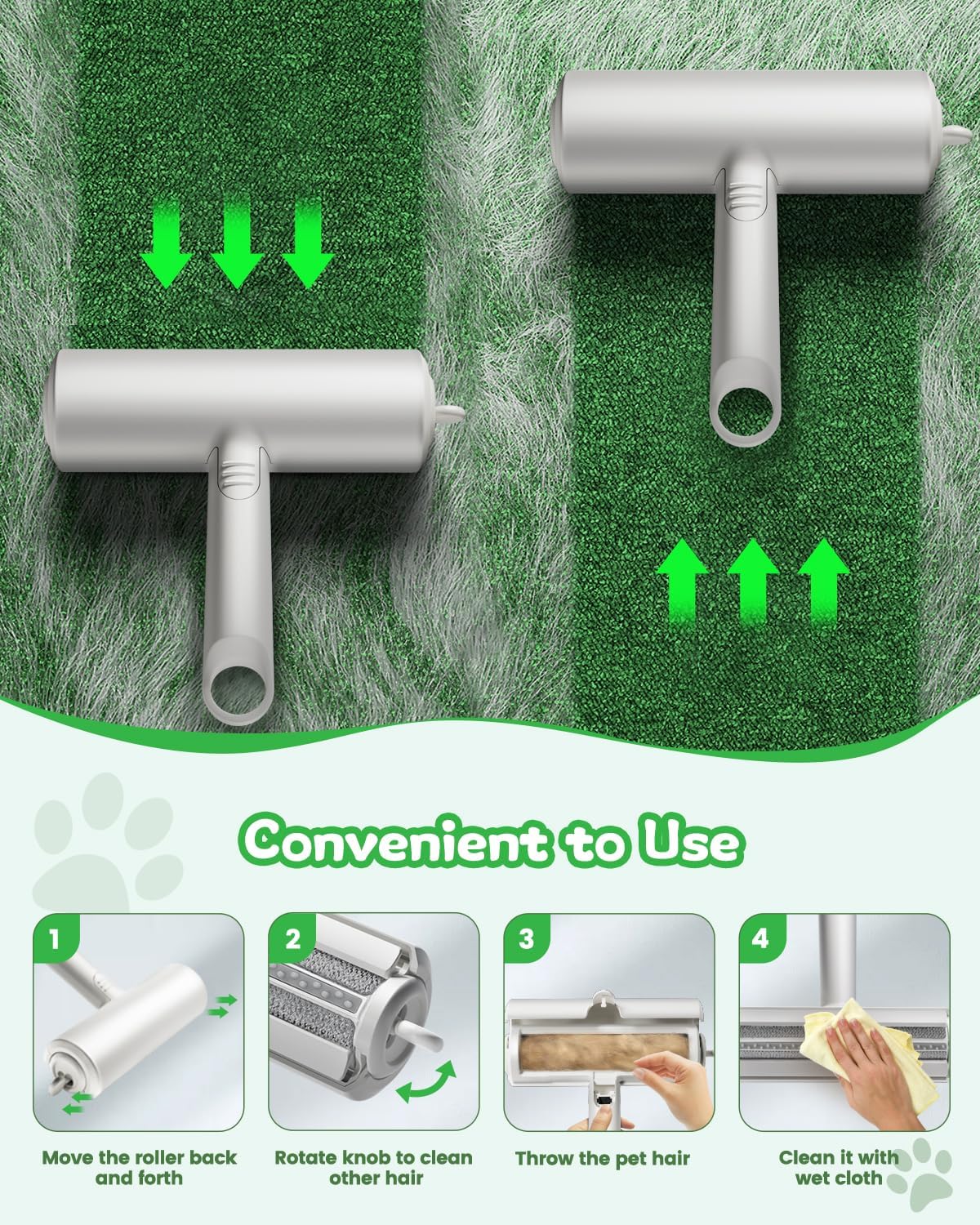 Pet Hair Remover,DAINTIER Reusable Removal Tool,Upgraded Lint Removal for Cat and Dog Hair on Furniture,Carpet,Couch,Car Seat,Clothing