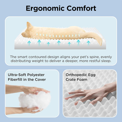 Bedsure Dog Beds Large Sized Dog - Comfy Flat Pet Beds with Removable Washable Cover, Orthopedic Egg Crate Foam Puppy Mat, Suitable for Pet Up to 65 lbs