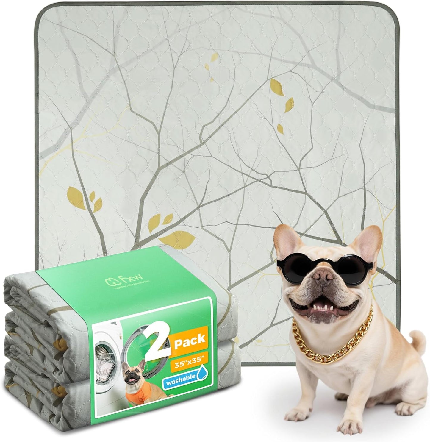 FXW Washable Pee Pads for Dogs, Puppy Pads with Super Absorbent, Specifically Designed for FXW Rollick/Homeplus 24inch 6 Panels Dog Playpen, 39" x 63" Rectangle, Khaki, 1 Pack