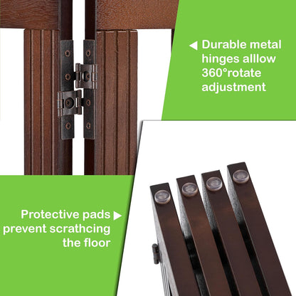 SPIRICH 96" Extra Wide 28" Tall Wooden Freestanding Foldable Dog Gate, Pet Gate Indoor, 4 Panels, White