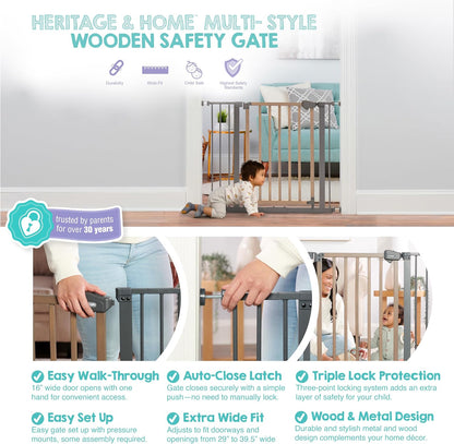 Regalo Safety 30.5-58" Extra Wide Arch Baby Gate with Door, Pressure Mount Walk Through Gate for Doorways & Bottom of Stairs, Babies, Toddlers & Pets, Tested & Safe, American Designed, American Owned