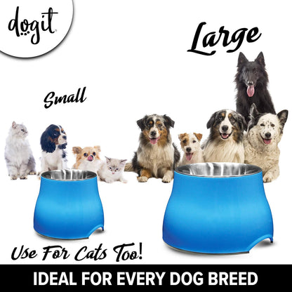 Dogit Elevated Dog Bowl, Stainless Steel Dog Food and Water Bowl for Large Dogs, White, 73753