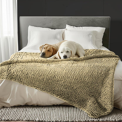 Muddy Mat® Dog Blanket - Chenille Water Absorption Blanket for Bed & Couch Cover for Dogs Washable, Anti-Slip Soft and Durable Furniture Protector for Dogs - Grey 52"x72"