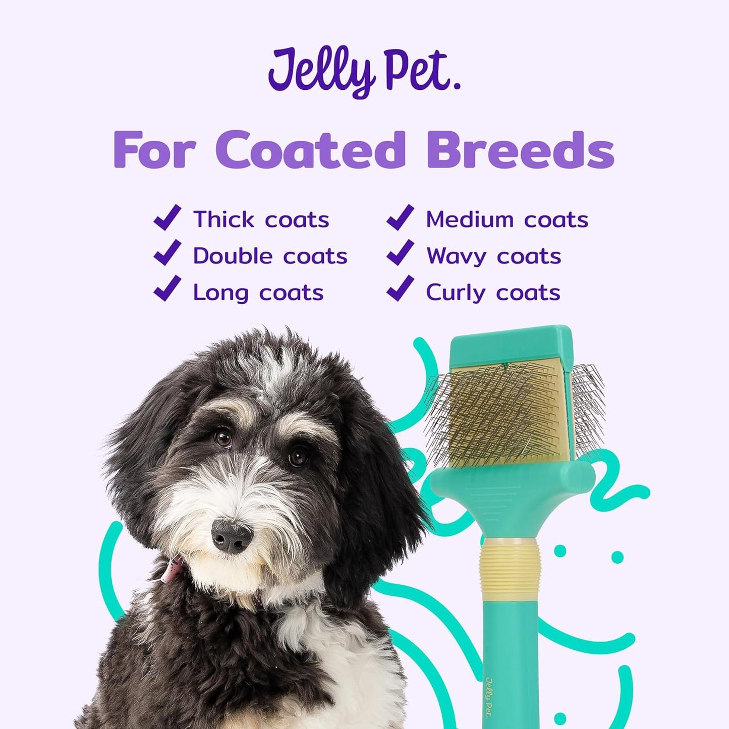 Jelly Pet Double Sided Dog Slicker Brush, Longer Pins, Flexible Head, Fine/Coarse Sides, Removes Unwanted Tangles, Medium, Pink