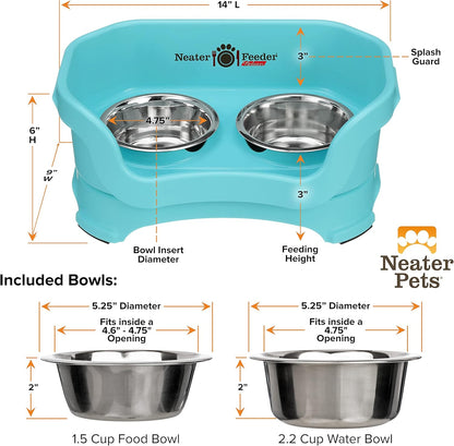 Neater Pet Brands Neater Feeder Deluxe Mess Proof Dog Bowls Elevated for Large Dogs Over 40 lbs, Made in USA, No Spill Raised Dog Food Bowl Stand Feeding Station, Food and Water Bowl Set, Black