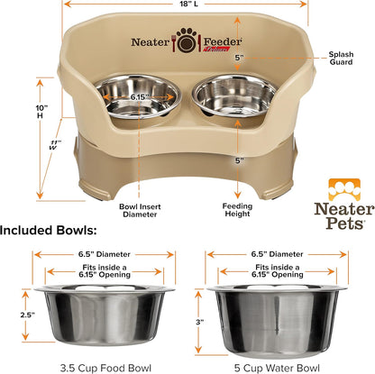 Neater Pet Brands Neater Feeder Deluxe Mess Proof Dog Bowls Elevated for Large Dogs Over 40 lbs, Made in USA, No Spill Raised Dog Food Bowl Stand Feeding Station, Food and Water Bowl Set, Black