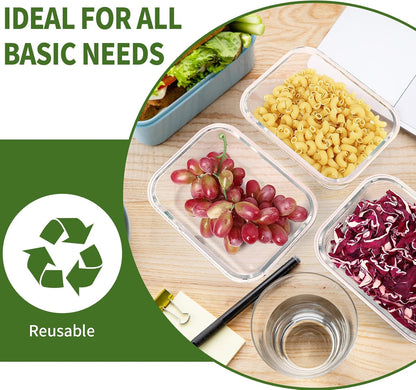 Skroam 10 Pack Glass Meal Prep Containers, 22 OZ Glass Airtight Food Storage Containers with Lids, Pantry Kitchen Storage Containers for Lunch, Food Storage, Meal Prep, Lunch Bento Boxes