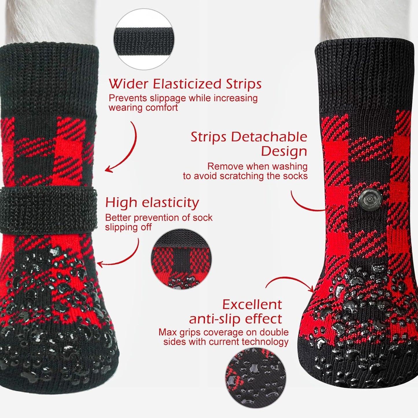 EXPAWLORER 6Pcs Anti-Slip Dog Socks to Prevent Licking Paws,Dog Shoes for Hot Pavement,Dog Booties Traction Control on Hardwood Floor,Boots & Paw Protectors, for Puppy Small Medium Large Senior Dogs