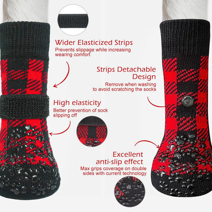 EXPAWLORER Anti Slip Dog Socks to Prevent Licking Paws, Dog Shoes for Hot Pavement, Dog Booties for Small Medium Large Senior Dogs, Traction Control Boots & Paw Protectors for Hardwood Floors