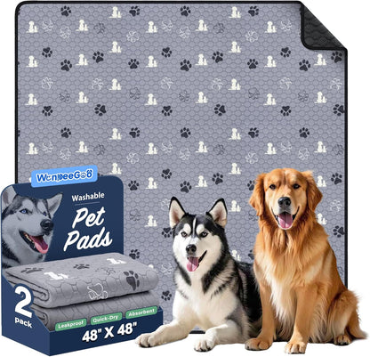 WanpeeGoo Washable Pee Pads for Dogs, 4 Pack Absorbent Reusable Training Dog Pads Pet Puppy Pads, Non-Slip Potty Pads for Whelping, Playpen, Crate, Bed, Grey 18"x24"