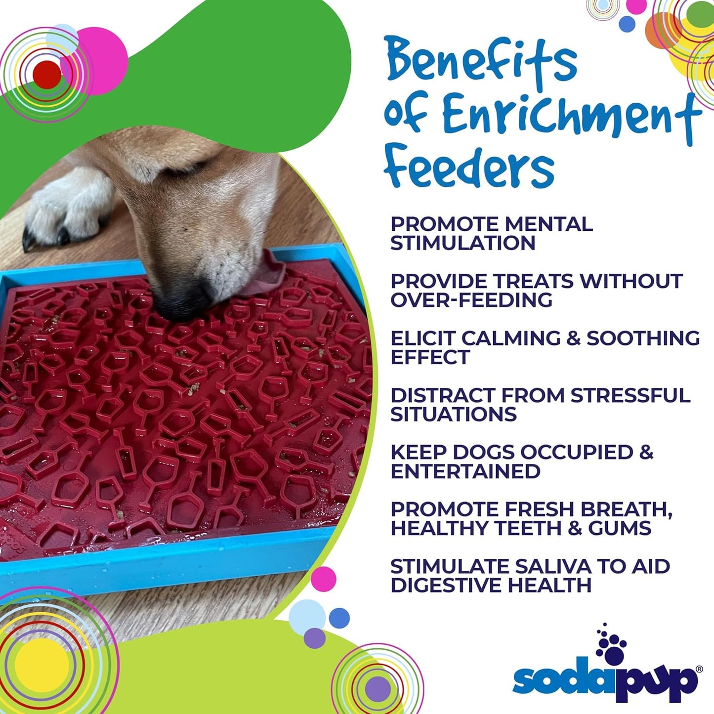 SodaPup Flower Power eMat – Durable Lick Mat Feeder Made in USA from Non-Toxic, Pet-Safe, Food Safe Rubber for Mental Stimulation, Avoiding Overfeeding, Fresh Breath, Digestive Health, & More