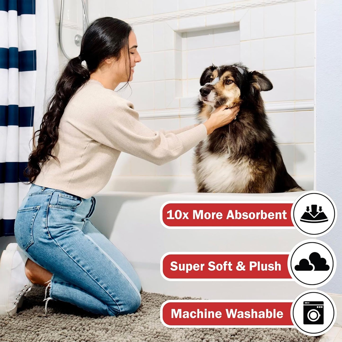 DogBuddy Dog Door Mat for Muddy Paws, Absorbent Microfiber Pet Rug, Waterproof Non-Slip Doormat, Washable Rugs for Dogs, Entryway Indoor Outdoor Mat, Dog Supplies (Medium, Shadow)