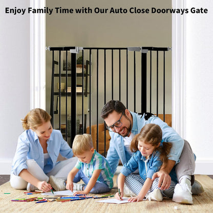 41 Inch Tall Baby Gate Auto Close Dog Gate Adjustable 29.92"-57.48" Wide Pressure Mounted Walk Through Swing Pet Gate for Doorways (White, 29.92"-57.48" Wide)