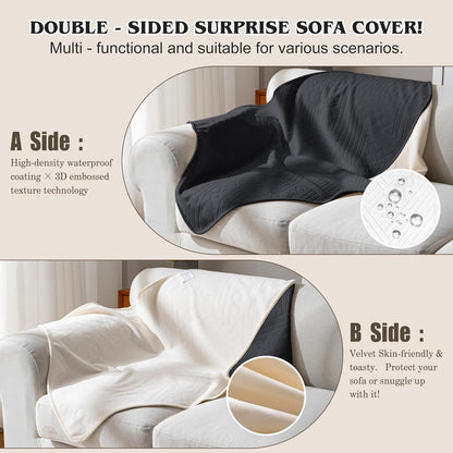 Waterproof Couch Cover, Reversible, Pet-Friendly, Washable and Anti-Slip Couch Covers for Sofa Protection with 3 Cushions, Sofa Slipcovers for Dogs and Cats (71×118in/Brown)