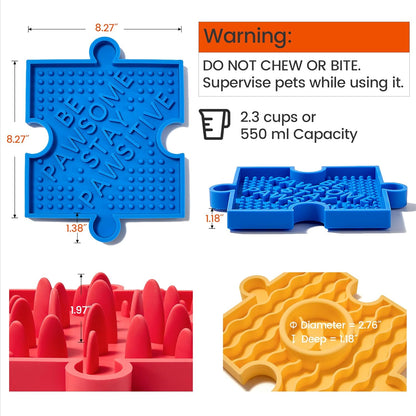 HowGo Puzzle Slow Feeder Lick Mat for Dogs, 38+ Suction Cups | Non-Slip Heavy Duty Maze Enrichment Bowl BPA-Free Silicone | Reduce Boredom Anxiety Free Combination (1PC, Red)