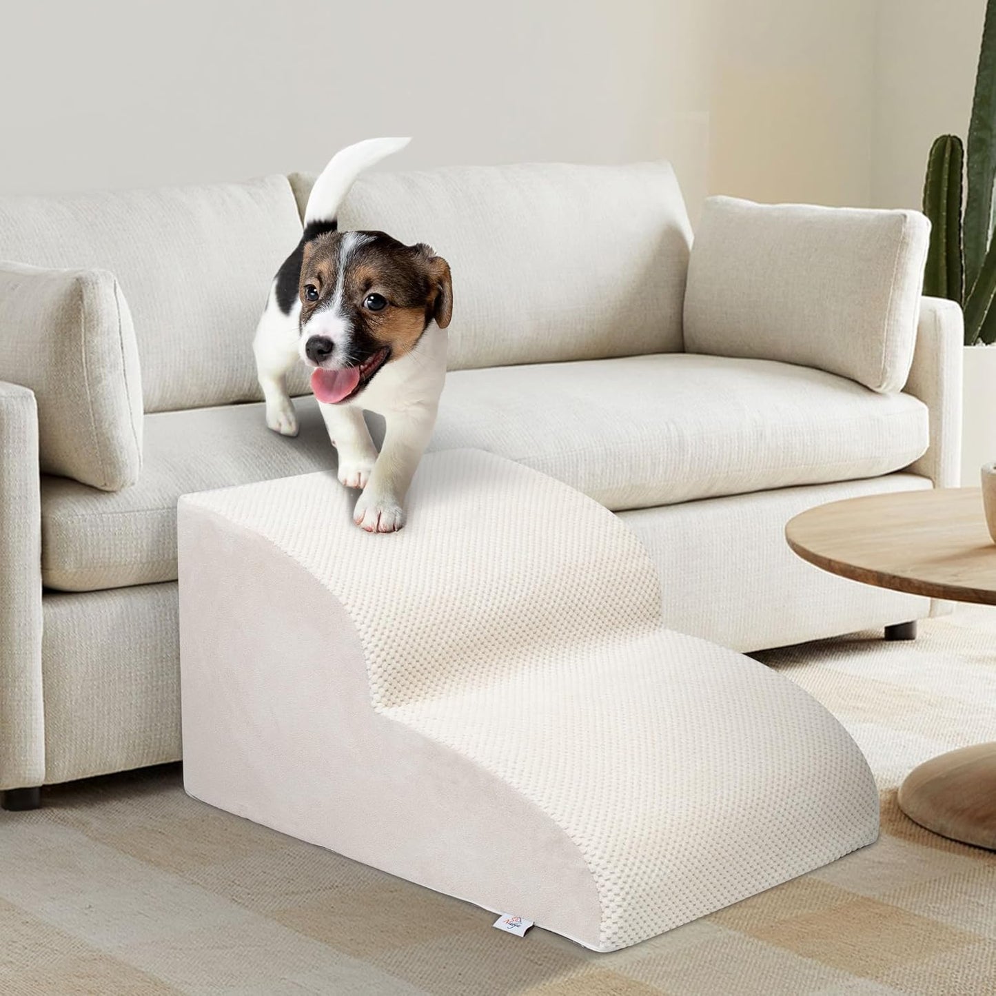 Dog Stairs for Small Dogs - High Density Foam Dog Ramp, Extra Wide Pet Steps with Non-Slip Bottom for High Beds, Couche and Sofa, Best for Pet Injured, Older Dogs Cats (Grey, 4 Steps)