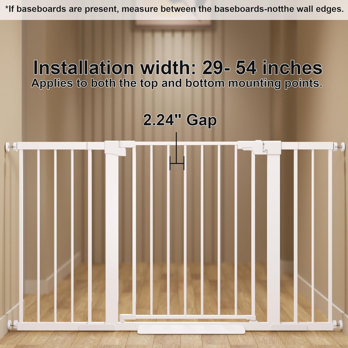 29-42 inches Metal Baby Gate for Stairs/Doorways, 30 inches Tall Pressure Mounted Pet Gates, Auto-Close Child Safety Gate, No Drilling Easy Walk-Through Dog Gate Indoor, Black