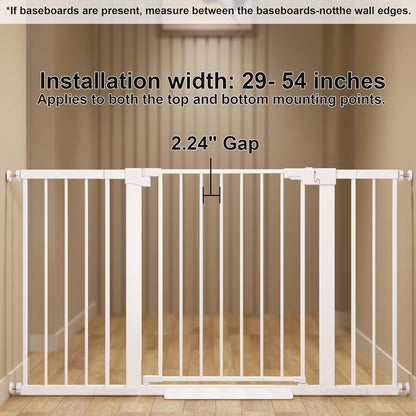 29-42 inches Metal Baby Gate for Stairs/Doorways, 30 inches Tall Pressure Mounted Pet Gates, Auto-Close Child Safety Gate, No Drilling Easy Walk-Through Dog Gate Indoor, Black