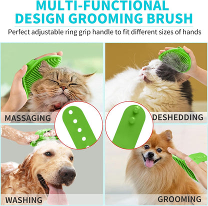 Comotech 6PCS Dog Bath Brush & Dog Toothbrush | Adjustable Handle Shampoo Brush & Scrubber for Short & Long Haired Dogs & Cats | Effectively Solve Odor & Stain Removal Problems (Blue Blue Blue.)