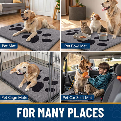Smiry Dog Door Mat for Muddy Paws, Absorbs Moisture and Dirt, Low-Profile Entryway Mat with Non-Slip Backing, Entry Indoor Outdoor Doormat for Inside Floor (30x20 Inches, Grey, Striped)