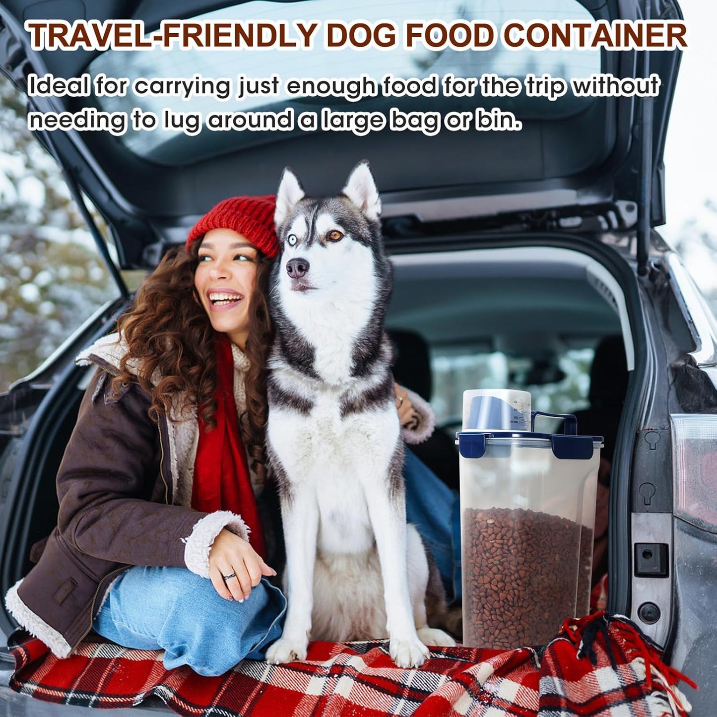 TBMax Dog Food Storage Container 5-7 lbs, Airtight Cat Food Container with Larger Spout & Measuring Cup, Portable Pet Food Storage Dispenser for Small Animal Kibble Storage, Bird Seed Container